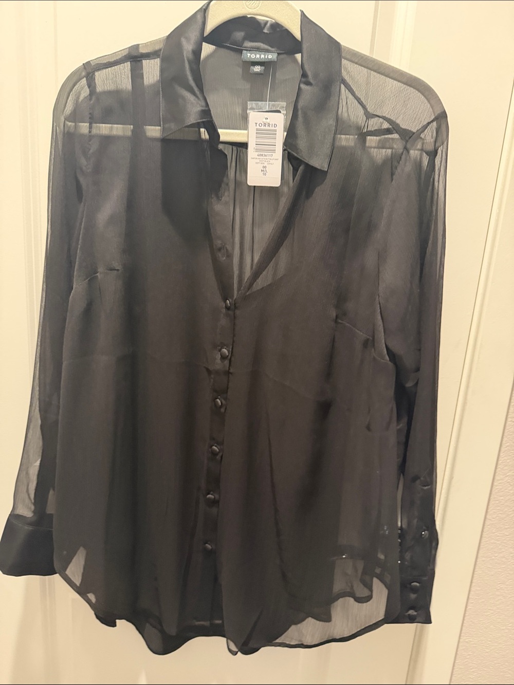 torrid Black Sheer Button-Front Blouse
